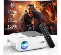 XIWBSY 10000 lūmena mini projektors ar 1080P, 5G WiFi LED mājas kinozāles portatīvais projektors, Bluetooth projektors, saderīgs ar TV Stick/X-Box/DVD/Laptop/Smartphone/Android/HDMI/USB