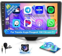 Hikity 8 kodolu 2G + 64G Android 15 auto radio Toyota Aygo Peugeot 108 Citroen C1 Bezvadu Carplay Android auto, 9 collu auto radio ar GPS navigāciju Bluetooth WiFi DSP 32EQ FM RDS SWC atpakaļgaitā