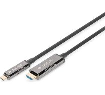 DIGITUS USB-C - HDMI AOC optiskās šķiedras optiskais adaptera kabelis - 20 m - HDMI 2.0 - DisplayPort 1.2-4k/60Hz - DP Alt-Mode - Plug & Play - melns