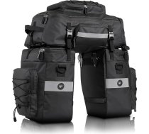 UBORSE Velosipēdu somas 3-in-1 65L ūdensnecaurlaidīgas velosipēdu somas pannier bagāžniekiem Daudzfunkcionāls pannier bagāžnieks Velosipēdu somas aizmugurējais pannier bagāžnieks, mugursoma un plecu soma ar lietus pārsegu (melns)