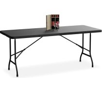 Relaxdays saliekamais dārza galds, 72 x 180 x 74 cm, plastmasa, tērauds, izturīgs pret laikapstākļiem, 8 cilvēkiem, kempinga galds, melns