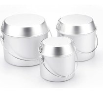 Kempinga trauku komplekts, kempinga alumīnija katlu un pannu komplekts, salokāmu rokturu panna, 3 katli, 3 pannas, pārnēsājams ēdiena gatavošanas katls brīvdabas kempingam, pārgājienu mugursoma piknikam