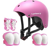 Lyefancy Bērnu velosipēdu ķiveres un spilventiņu komplekts 3-13 gadus veciem zēniem un meitenēm, mazuļu ķiveres aizsargaprīkojums, regulējama drošības bērnu ķivere, elkoņu un ceļgalu spilventiņu komplekts skūterim