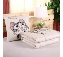 goodFarewell spilvenu sega 2 in 1 ceļojumu sega spilvenu sega daudzfunkcionāla spilvenu sega kakla atbalsta spilvens mīksts un silts nap mat spilvens dīvānam gulta biroja krēsls （white cat）