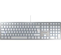 CHERRY KC 6000 SLIM FOR MAC, vadu Mac tastatūra (USB-A ports), UK izkārtojums (QWERTY), klusināti taustiņi, plakans dizains, balta/sudraba krāsā