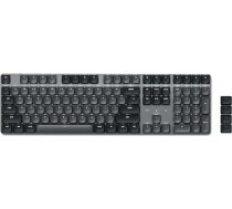 SATECHI SM3 mehāniskā tastatūra, 108 taustiņu pilna tastatūra ar baltu LED fona apgaismojumu, vadu un Bluetooth tastatūra Mac un Windows - tumša - US Tight izkārtojums QWERTY