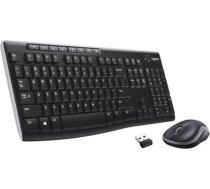 Logitech MK270 bezvadu tastatūras un peles komplekts, 2,4 GHz bezvadu savienojums, izmantojot USB nano uztvērēju, ilgs akumulatora darbības laiks, Windows un ChromeOS, franču AZERTY izkārtojums - melns