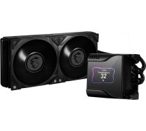 MSI MEG CORELIQUID S280 AIO CPU ūdens dzesēšana, 2,4 collu IPS displejs, 7. paaudzes Asetek sūknis, VRM ventilators, 2x klusie Gale P14 ventilatori, iztvaikošanai drošas šļūtenes, MSI centrs, saderīgs ar AMD un Intel