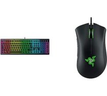 Razer Ornata V3 + DeathAdder Essential (2021) komplekts - Plakanā mehāniskā spēļu klaviatūra un Razer DeathAdder vadu spēļu pele ar optisko sensoru un 6400 DPI, melna