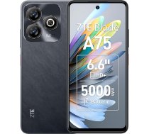 ZTE Blade A75, viedtālrunis bez līguma ar 4GB + 128GB atmiņas, 50MP kameru, 6,6 collu HD+ displeju ar 90 Hz, 5000 mAh akumulatoru, bez Simlock, melns