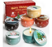 Aromatizēto sveču dāvanu komplekts Ziemassvētki sievietēm, 6 gabali 2,5 oz Ziemassvētku aromterapijas sveču dāvanu komplekts atpūtai, Ziemassvētku sveces dāvanas mātei, sievai, vecmāmiņai