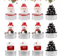 Ziemassvētku sveces 12 mini tējas sveces Ziemassvētku eglīšu sveces Sniegavīrs Priežu čiekuri Ziemassvētku vecīša Ziemassvētku sveces Ziemassvētku ballītēm Galda rotājumi Dāvanu komplekti