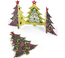 Sizzix 660665, Ziemassvētku eglīte Fold-A by, 6 iepakojumā, daudzkrāsains, viena izmēra kartītes Ziemassvētku eglīte locīšanai ar Jen Long Thinlits caurumotāju komplektu, 6 iepakojumā, tērauda, daudzkrāsains, 26,1 x 17 x 0,5 cm