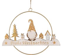 Logbuch-Verlag Merry Christmas Durvju vainags Sienas rotājums Koka metāla rūķis Durvju rotājums Vainags Ziemassvētki 25 cm