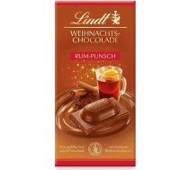 Lindt Chocolate | Ziemassvētku šokolādes batoniņš "Rum Punch" | 100g | Piena šokolādes pildījums ar ugunīgu punšu - alkoholu | Svētku šokolāde Ziemassvētku sezonai