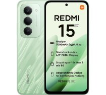 Xiaomi Redmi 15 5G, viedtālrunis 8+256GB, 6,9 collu FHD+ DotDisplay 144Hz, Snapdragon 6s Gen 3, 6 nm process, Octa-Core CPU, 50MP galvenā kamera, 7000mAh, zaļš