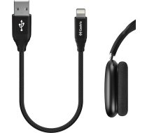 GEEKRIA Apollo uzlādes kabelis Apple AirPods Max, AirPods Pro, AirPods 2, AirPods, Beats Solo Pro, Powerbeats, BeatsX, USB-A-Lightning uzlādes kabelis, Apple MFi sertificēts, melns, 1FT