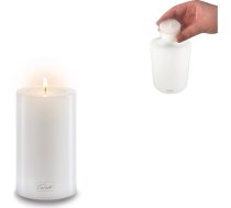 Qult Farluce Trend - Tējas sveces turētājs sveces formā - Svece - Plastmasas svece sveces izskatā - Tējas svece ar tējas gaismas ieliktni - Ar tējas gaismu - Balta (diametrs 6 cm, augstums 10 cm)