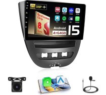 Hikity Qualcomm Snapdragon 8 Core 4+64G Android 15 Auto radio Peugeot 107/ Toyota Aygo/Citroen C1 2004-2014 Bezvadu CarPlay Android auto IPS ekrāns 10.1 collu BT5.1 GPS WiFi FM RDS SWC DSP