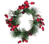 Healifty Ziemassvētku vainags Sveču gredzeni Holly Berry Sveču gredzens Mākslīgās sarkanās ogas Priežu adatas Vainags Ziemassvētku vainagu rotājumiem Ornaments Style 1