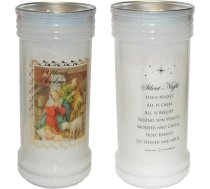 Weihnachtskrippe 9809 Stumpenkerze mit Aufschrift "A Blessed Christmas", Andenken