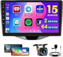 Hikity 2+64G Android auto radio Toyota Aygo/Peugeot 108/Citroen C1 Bezvadu Carplay Android automašīnai, 9 collu auto radio ar ekrāna navigāciju Bluetooth EQ FM/RDS USB atpakaļgaitas kamera