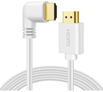 TNP rechtwinkliges HDMI-Kabel (3 m) - weißes Hochgeschwindwindigkeits-HDMI 2.0-Kabel, UHD 4K 60Hz 2K 2160p Full HD 1080p Quad HD 1440p 3D ARC/eARC Ethernet für Xbox One X/S PS 4 Pro/Slim & Apple TV 4K