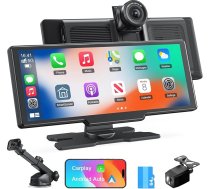 Avylet 9,26 collu bezvadu CarPlay displejs Apple CarPlay un Android automašīnai, 4K Dashcam ar 1080P IP67 aizmugures skata kameru CarPlay, 64GB karte, OTA atjauninājumi, GPS navigācija, Bluetooth 5.0, Mirror Link, FM