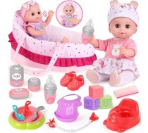 Lelles komplekts Bērnu rotaļlieta, 30 cm bērnu lelles rotaļu komplekts, rotaļu lelle ar drēbēm un piederumiem, lelles gulta, lelles ratiņi, mantiņa, podiņš, pudele, Ziemassvētku dzimšanas dienas dāvana