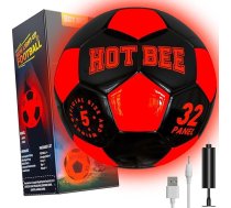 Hot Bee Luminous Football, uzlādējama LED gumijas bumba ar maisiņu - Ziemassvētku dzimšanas dienas dāvanas 8-12 gadus veciem zēniem, bērniem, pusaudžiem, rotaļlieta
