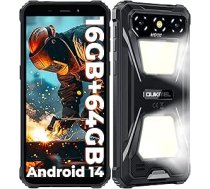 OUKITEL G5 āra mobilais tālrunis - Android 14 āra viedtālrunis bez līguma, ar dubulto kempinga apgaismojumu, 6,0" HD, 6300 mAh, 16GB + 64GB/1TB, 13MP + 5MP kamera, IP68 ūdensizturīgs, Dual SIM/GPS/OTG