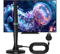 Wavemax TV antena Festberg Hitenna DVBT2 Wave Tune für TV, DVB-T2-Antenne, Rewave Digital-TV-Antenne für den Innenbereich, 360° & 508+ Meilen Reichweite, Smart-TV-Antenne unterstützt VHF/UHF