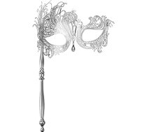 JewelryWe Venēcijas maska ar stieni sievietēm, metāla rhinestone masku maska ar turēšanas stieni Filigrāna acu maska Kostīmu aksesuāri Helovīna karnevāla ballītei Maskarāde balle