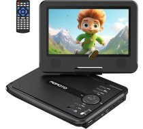 9,5 collu portatīvais DVD atskaņotājs ar 7,5 collu HD grozāmu ekrānu, 4-6 stundu akumulatora darbības laiks, DVD atskaņotājs automašīnā ar diviem skaļruņiem, auto lādētāju, barošanas avotu, TV/USB/SD kartes sinhronizāciju (pelēks/ melns
