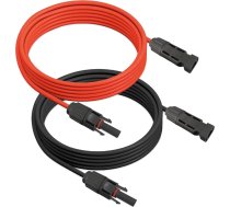 ARLI saules kabelis 2 x 10 m pagarinājuma kabelis 4 mm² saules kontaktdakša un kontaktligzda sarkanā/melnā krāsā 10 m pagarinājuma saules kabelis ar kontaktdakšu un savienotāju fotoelementu sistēmām IP68, izturīgs pret UV stariem