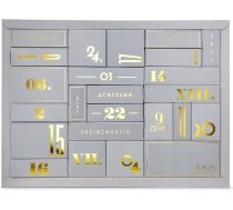 Dizaina adventes kalendārs (tukšs, 51 cm plats, zelta reljefs), ko piepildīt pašiem