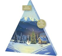 Lauensteiner Adventes kalendārs 2024, Sniegavīra motīvs, 300 g, 24 ar rokām gatavotas trifeles un šokolādes konfektes, bez alkohola