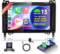 8 kodolu 4G + 64G bezvadu Carplay Android 13 auto radio Mercedes Benz A/B klases W169 W245 B200 W639 Vito Viano W906 Sprinter 9 collu auto radio Android auto navigācija GPS WiFi Bluetooth FM/RDS aizmugurējais