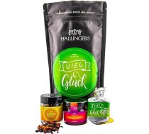 Hallingers Laba veiksme - apsveikuma dāvanu komplekts Brīnumu maisiņā Nougat Busserl, augļu tēja Wild Berry & Strawberry Jam (maisiņš) - dāvanu idejas Ziemassvētki un dāvanas Adventes kalendārs Dzimšanas diena Lucky Wish