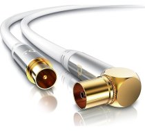 CSL - Antenas kabelis leņķveida 8k 4k HDTV - 5 m antenas kabelis - 90° leņķa savienojums ar taisnu kontaktdakšu - 75 Ω - Piemērots TV HDTV radio DVB-T2 DVB-S DVB-S2 - Taisnā leņķa kontaktdakša - Balts