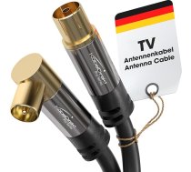 KabelDirekt 7,5 m koaksiālais antenas/antenas kabelis ar 90° leņķi (75 Ohm, 90° leņķveida koaksiālais savienotājs - taisns koaksiālais savienotājs, koaksiālais kabelis TV, HDTV, radio, DVB-T2, DVB-C, DVB-S, leņķveida savienotājs) PRO Series