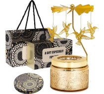 Geburtstagsgeschenk für Frauen, Ausgestochene Kolibri Drehbare Duftkerzen im Glas, Lavendel Kerzen Geschenk 25 Stunden Brenndauer, Natürlichem Sojawachs Duftkerzen Set für Weihnachten (85g)