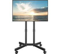BONTEC pārvietojams TV statīvs 32-70 collu televizoriem, pārvietojams TV statīvs ar bloķēšanas riteņiem, regulējams augstums, maks. VESA 400 x 400 mm, TV stiprinājums ar kabeļu vadību, TV mēbeles viesistabai, melns, melns