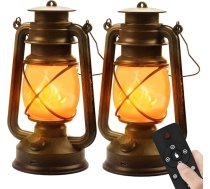 Hzitcigm LED Vintage laternas, darbināmas ar akumulatoru, 2 LED laternu komplekts ar tālvadības pulti, USB uzlādējams, 4 režīmi, reālistiska mirgojoša liesma, kempinga rotājums