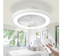 POWROL Griestu ventilators ar apgaismojumu 48 cm Griestu ventilatori ar dimantiem 6 Gaisa reverso lampu ar ventilatoru 3 krāsas Dimmable LED Lighting Timer Memory Griestu ventilators Guļamistaba
