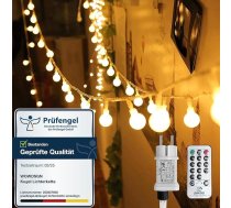 WOWDSGN Ball Fairy Lights, 40 m, 400 LED, dimmable, Party Fairy Lights ar kontaktdakšu lietošanai iekštelpās un ārpus telpām, 8 gaismas režīmi, enerģijas taupīšana, ideāli piemērots Ziemassvētkiem, kāzām, ballītēm, dārzam, silti balts