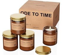 M&SENSE Dāvanu komplekts ar smaržīgām svecēm, smaržīgās sveces Rudens, dabīgā sojas vaska aromātiskās sveces stiklā, sveces dāvanas māmiņai, Ziemassvētkiem, dzimšanas dienai, vannas istabai, jogai, Helovīnam, 4 x 100 g, dāvana svecēm