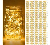 btfarm Pack of 100 / 3 režīmi LED pasaku gaismas, 2 m 20 LED pasaku gaismas ar akumulatoru, Mini pasaku gaismas, kas darbojas ar akumulatoru, pusei, Ziemassvētkiem, DIY, kāzām, iekštelpu dekorēšanai (silti balta)
