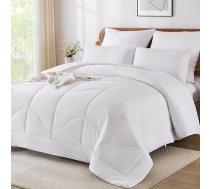 WONGS BEDDING Segas sega 135 x 200 - 100% kokvilnas sega Vissezonas sega, 300 GSM, 135 x 200 cm, viegli kopjama un elpojoša, ar 1 spilvendrānu 80 x 80 cm, balta krāsā