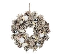 com-four® Durvju vainags Ziemassvētkiem - Balts Adventes vainags ar Ziemassvētku rotājumiem - Dekoratīvs vainags - Ziemassvētku rotājums - Galda vainags - Ziemassvētku vainags